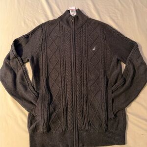 Nautica Men's Grey Full-Zip Sweater